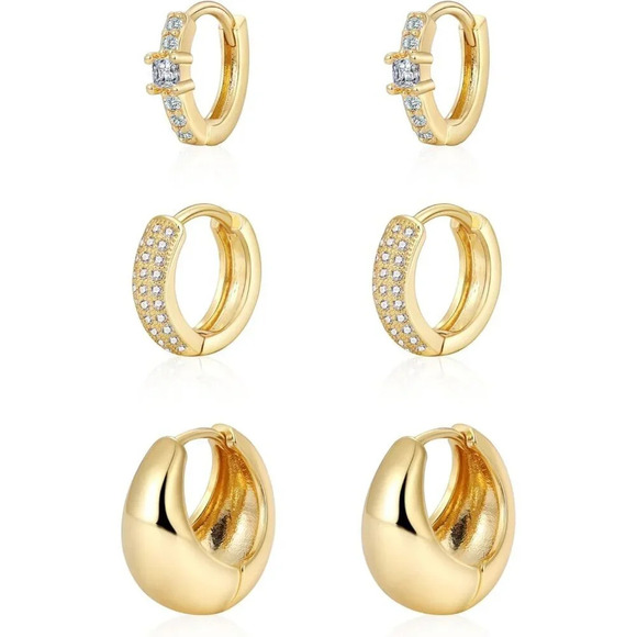 ❤️Women Gold Plated Cartilage  Earring Hoop Earring Set Piercing Small Jewelry - Picture 5 of 6